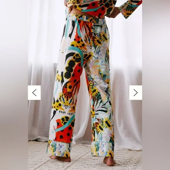 Marcos Navarro for Anthropologie Flannel Sleep Pants Animal Print Colorful, M - Picture 3 of 14